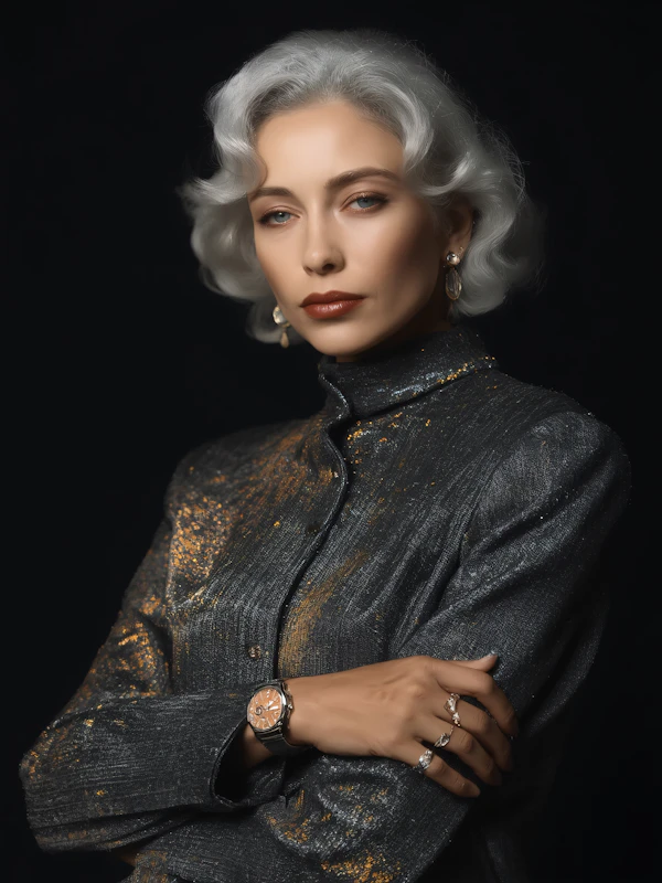 Elegant Silver-Haired Woman