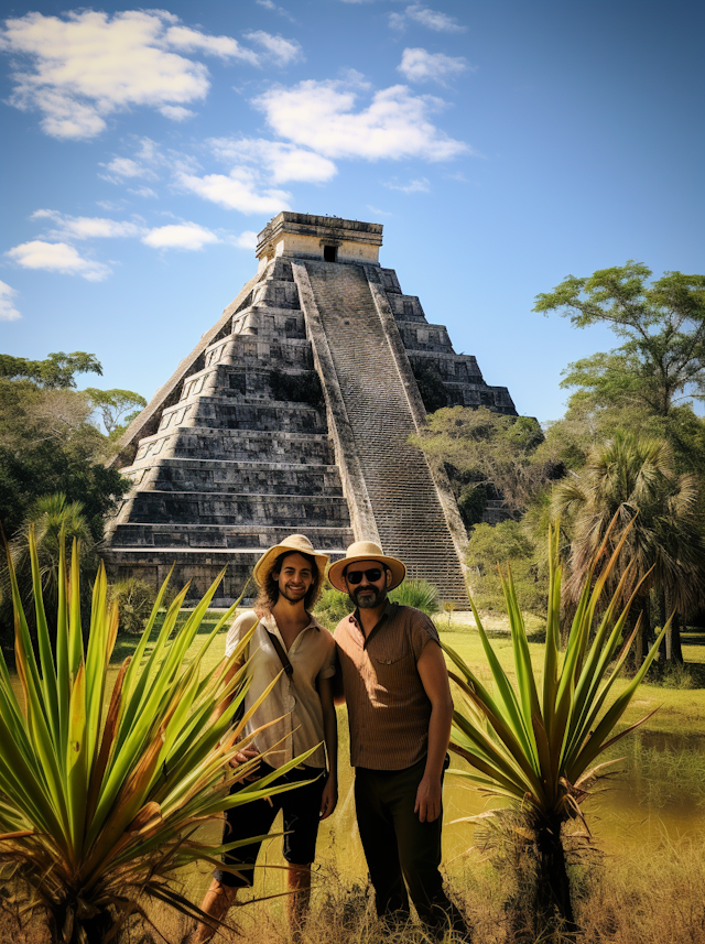 Tourists at the Maya Pyramid