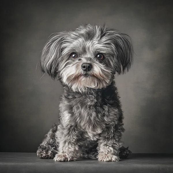 Fluffy Gray Dog Portrait