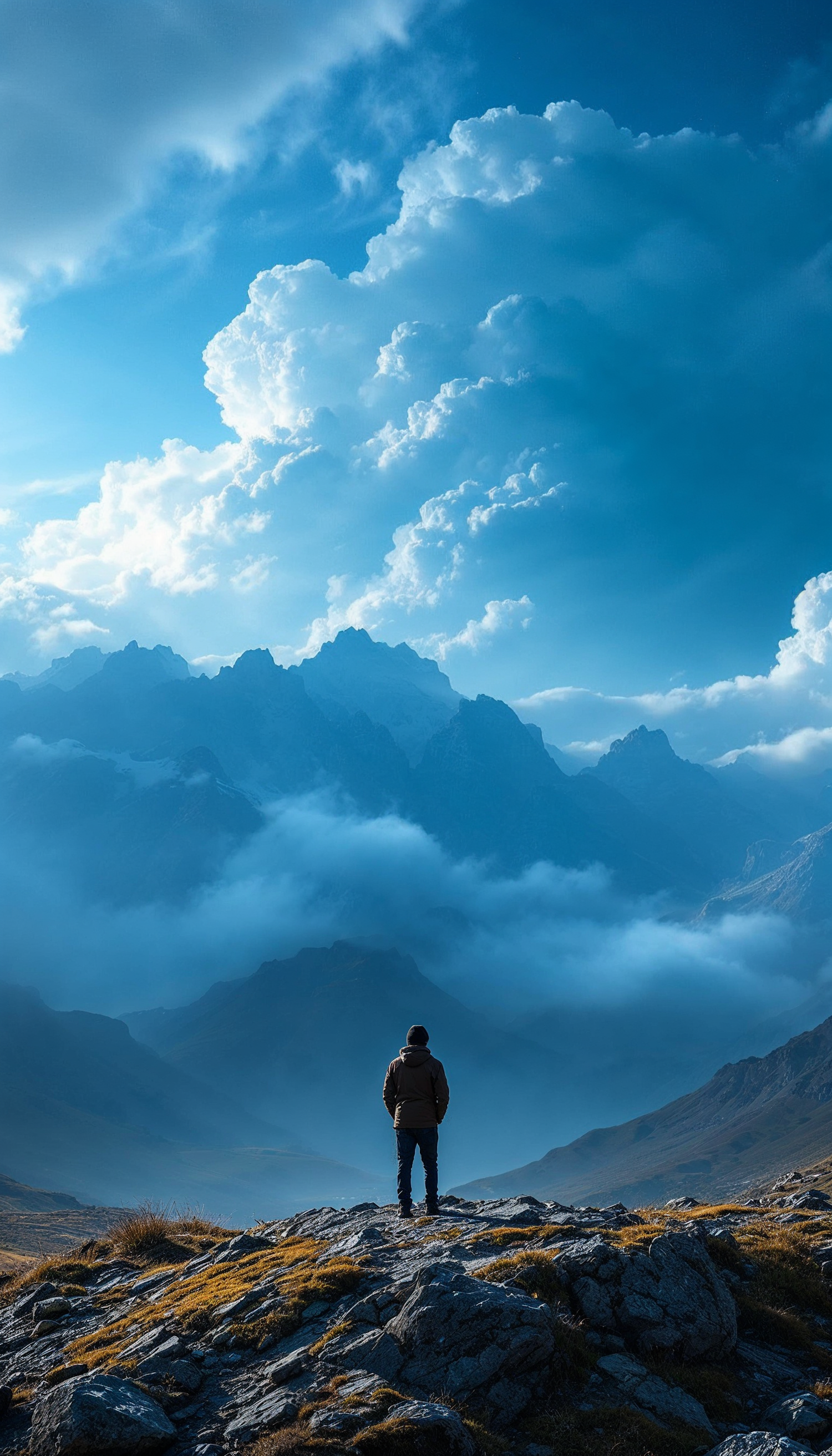 Solitary Figure in Majestic Landscape