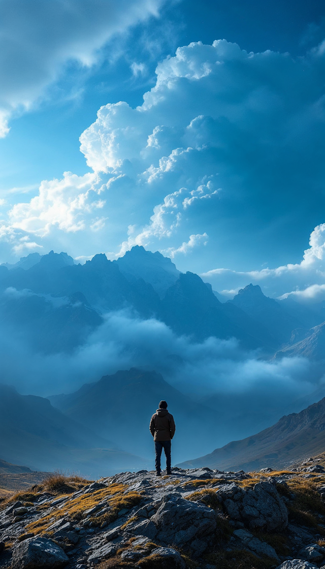 Solitary Figure in Majestic Landscape