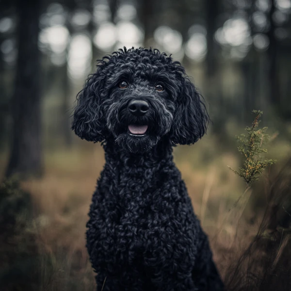Black Poodle in Forest