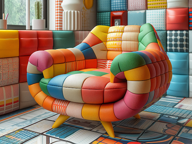 Vibrant Eclectic Armchair in Patterned Room