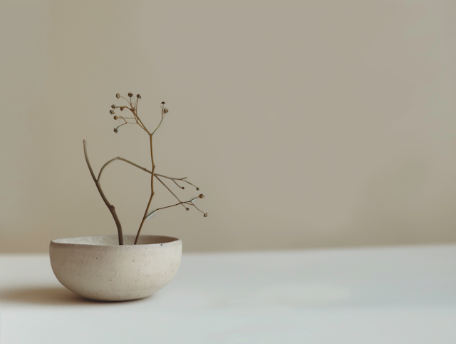 Wabi-Sabi Bowl with Dried Botanicals