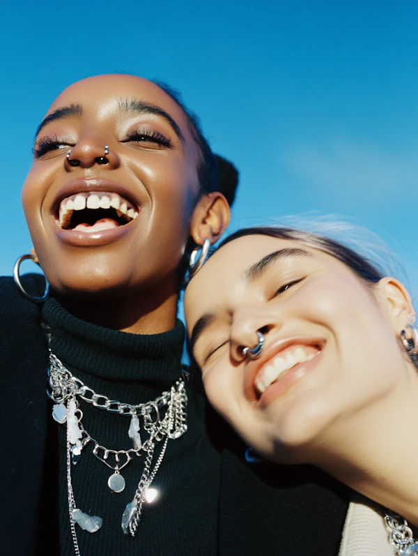 Joyful Duo Under Sky