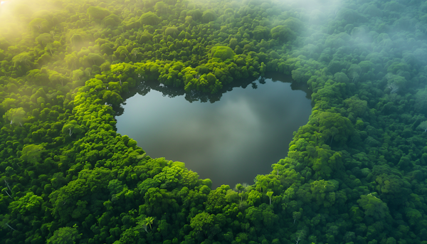 Heart-Shaped Clearing in Forest Aerial View