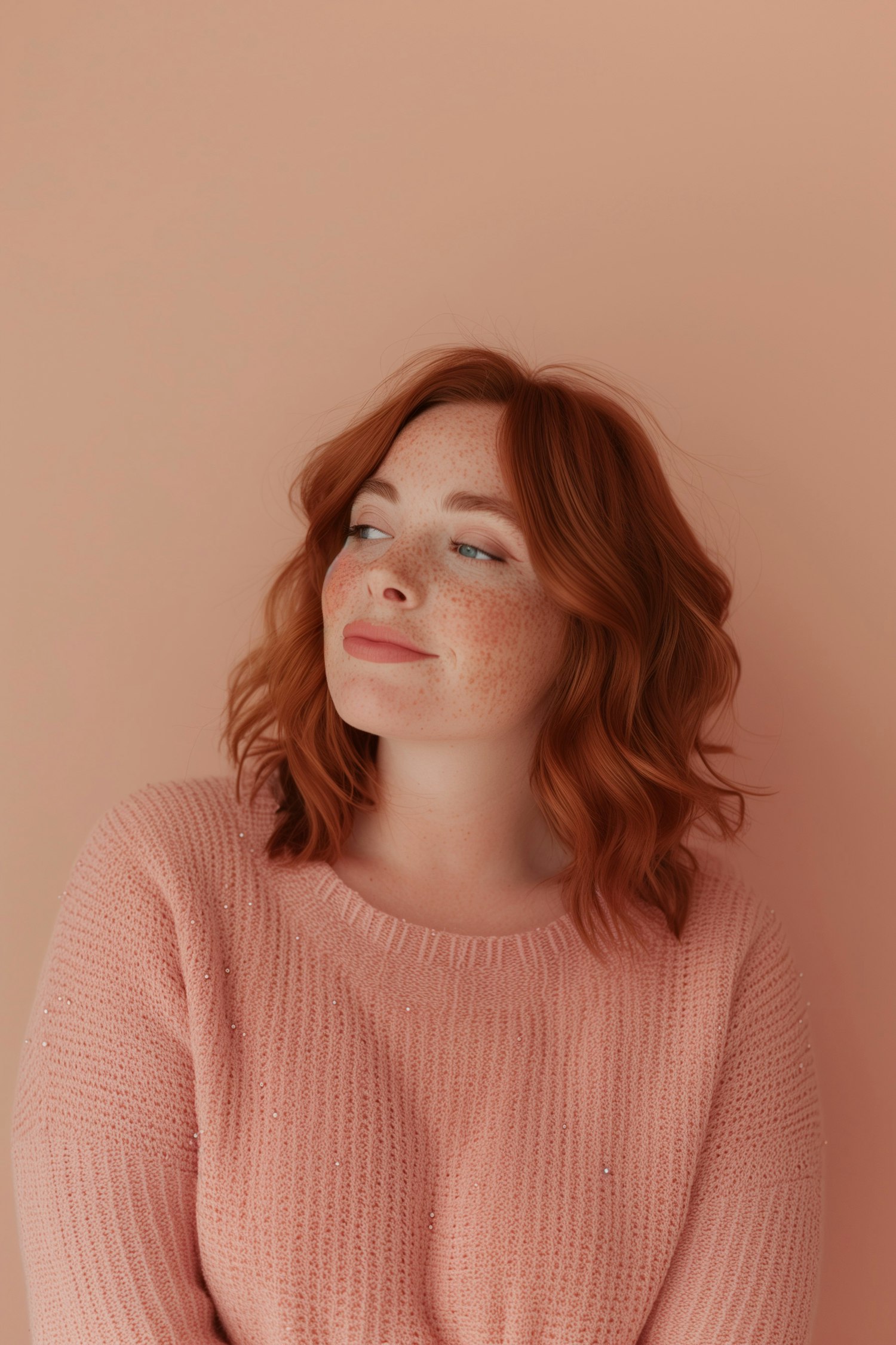 Contemplative Young Woman with Red Hair