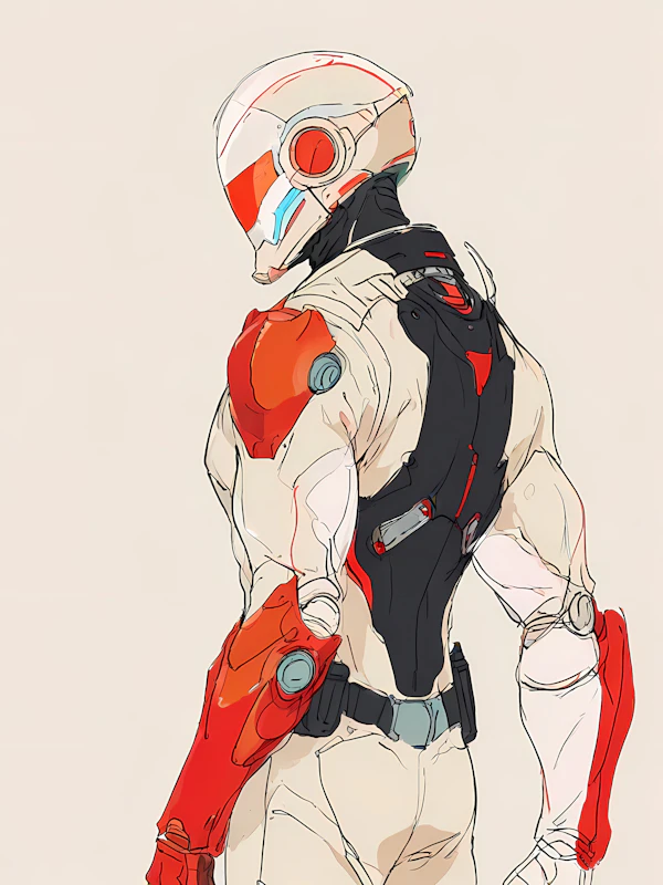 Futuristic Figure in High-Tech Suit