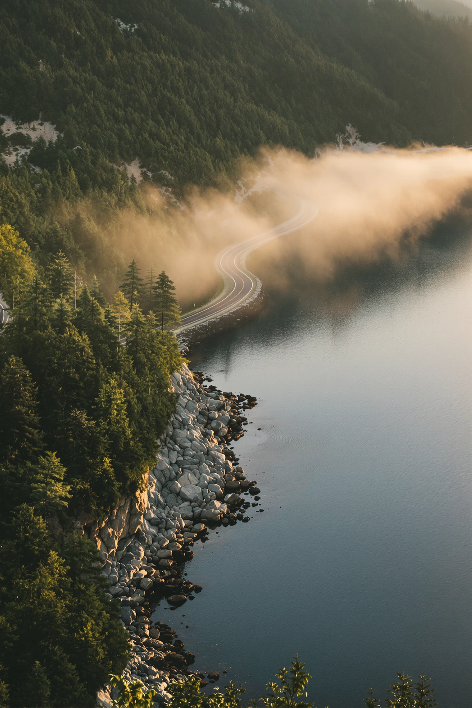 Serene Landscape with Misty Road