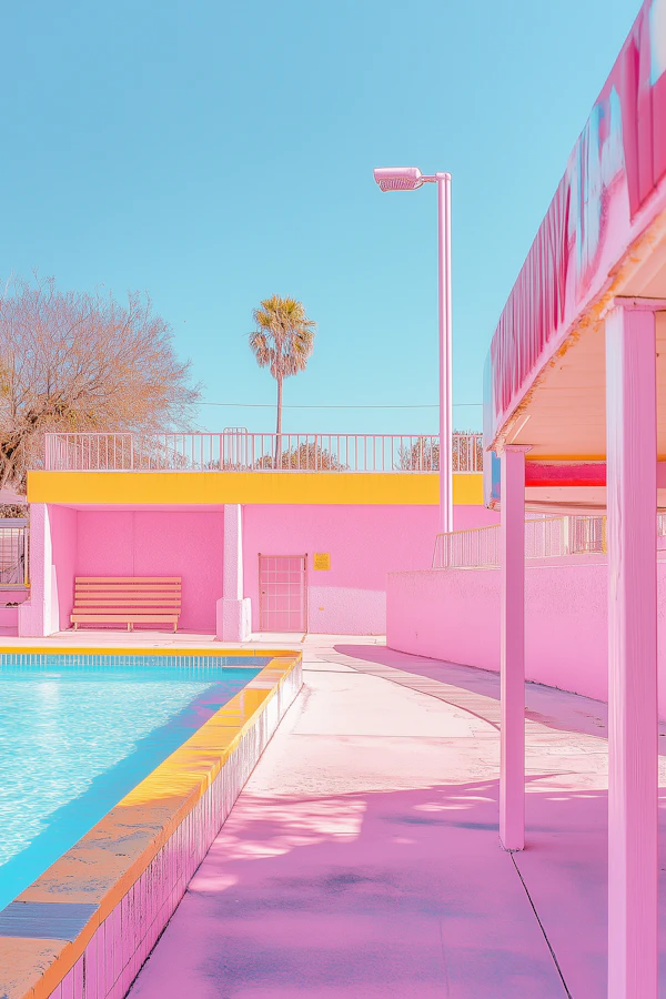 Pastel Poolside Scene
