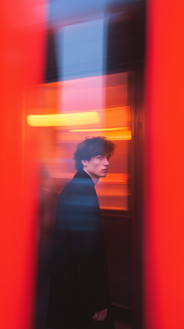 Contemplative Young Man in Vibrant Colors