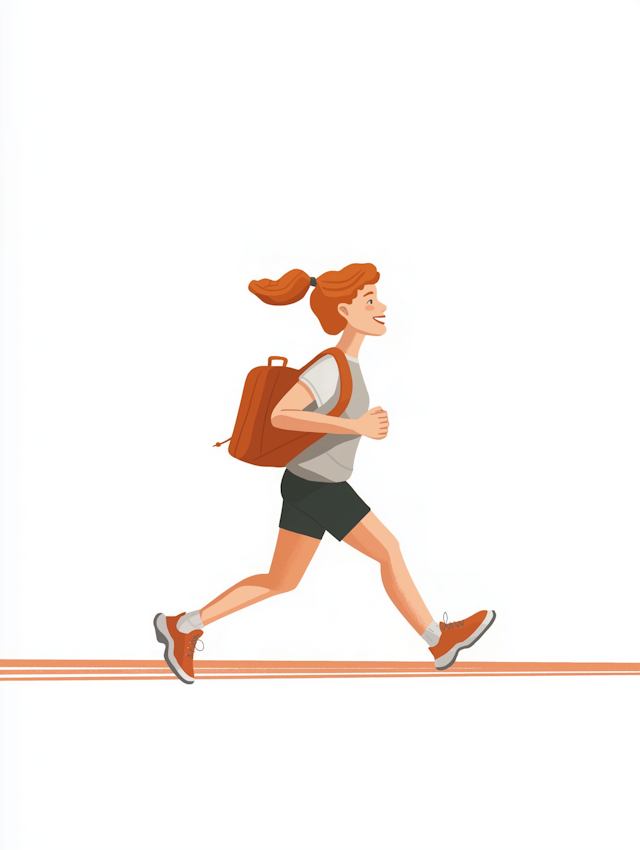 Joyful Woman Running Illustration