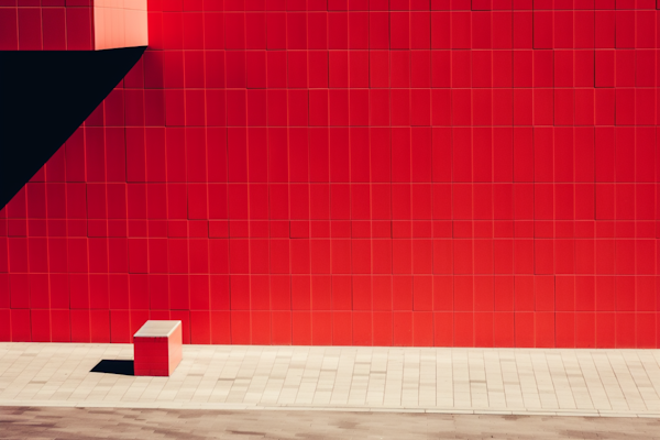 Geometric Contrast and Red Accents