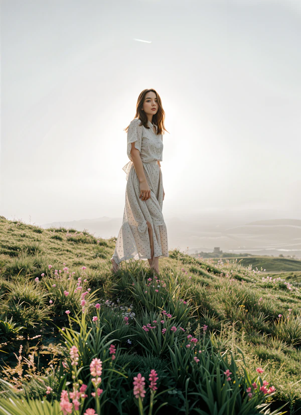 Woman on Green Hillside