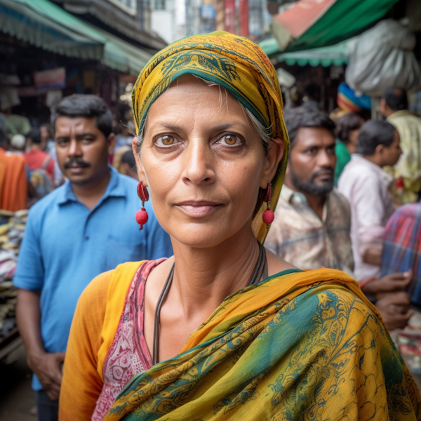 Woman in Vibrant Market