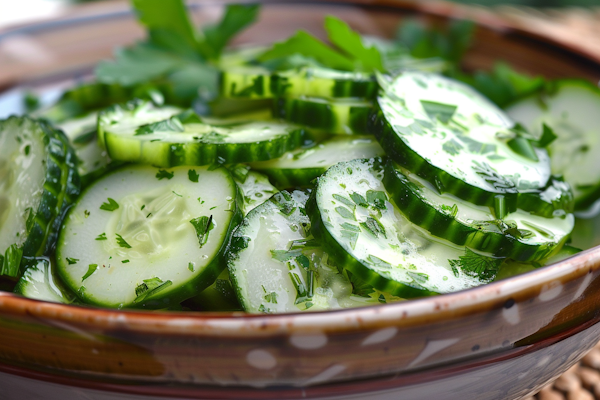 Fresh Cucumber Salad Close-Up