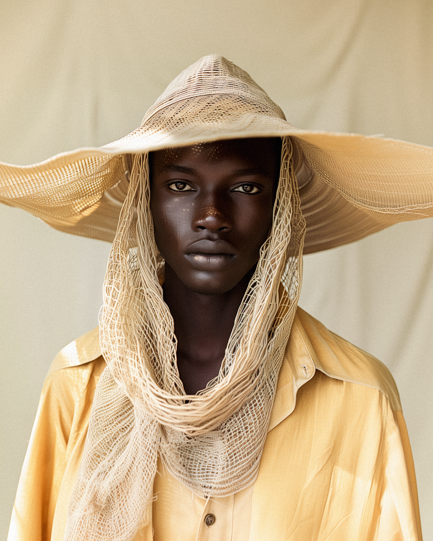 Serene Portrait with Straw Hat