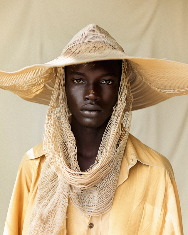 Serene Portrait with Straw Hat