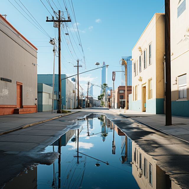 Midday Serenity on a Deserted Urban Street