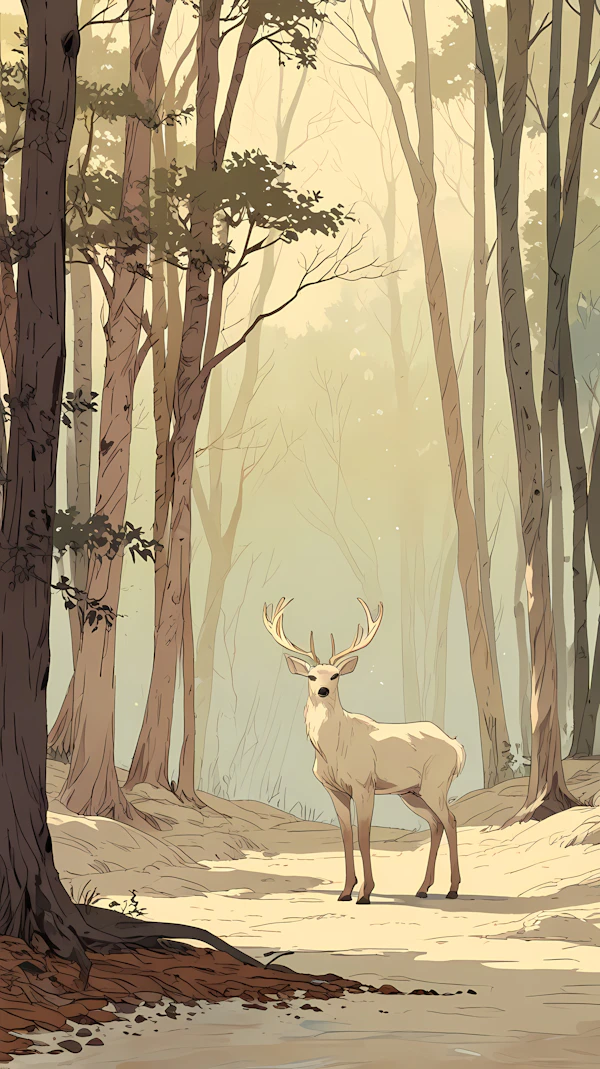 White Deer in Forest