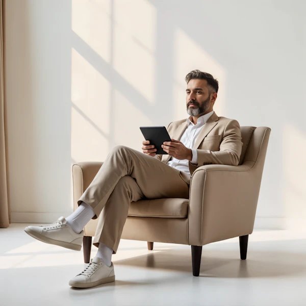Man in Minimalist Room