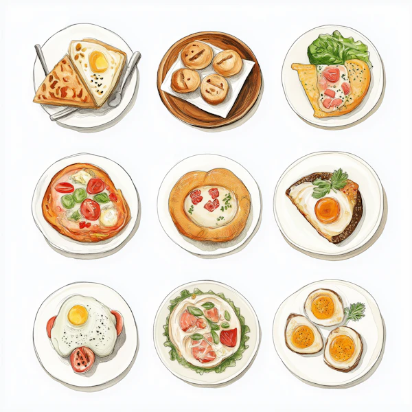 Illustrated Breakfast Grid