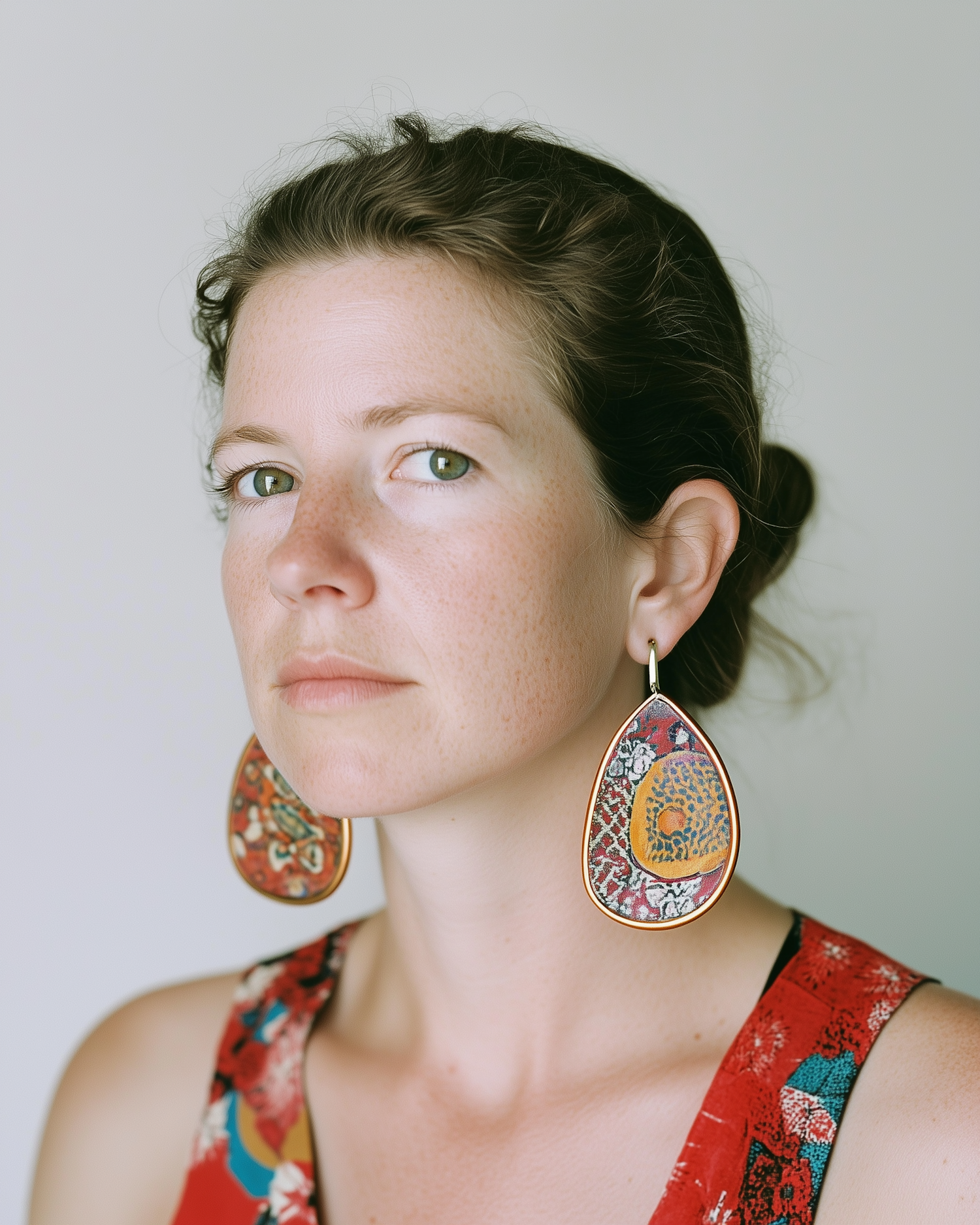 Woman with Colorful Earrings