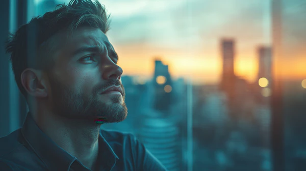 Man Gazing at Sunset