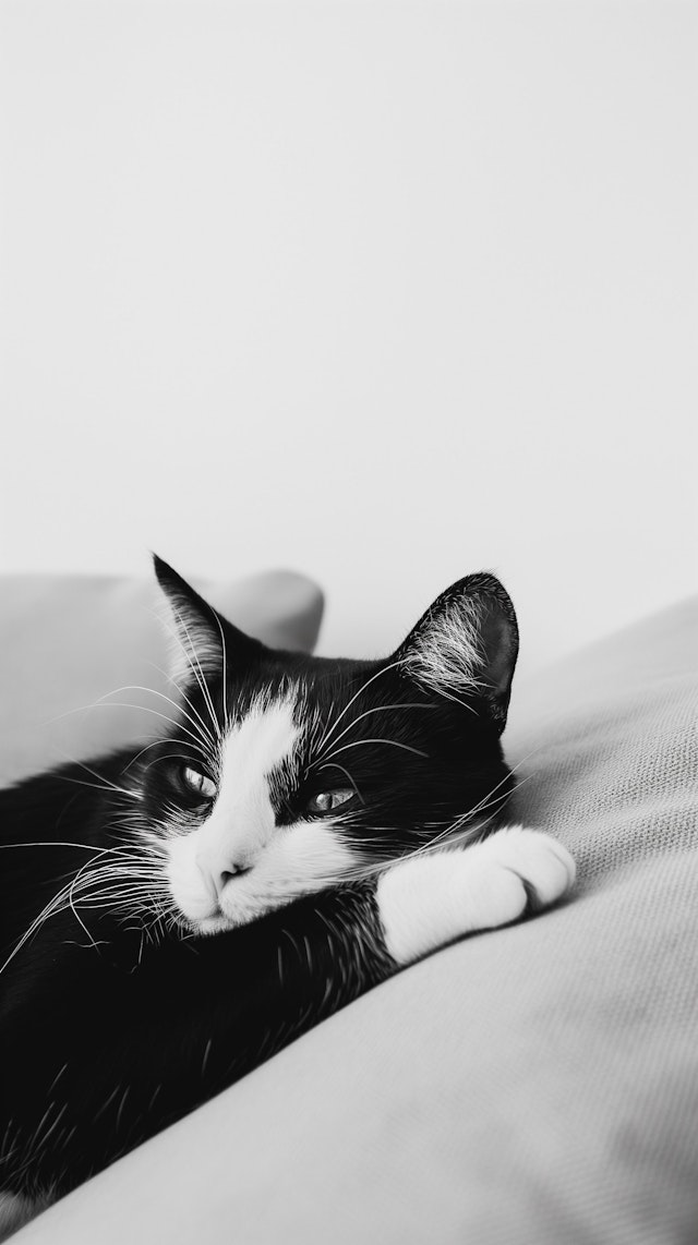 Serene Monochrome Cat Portrait