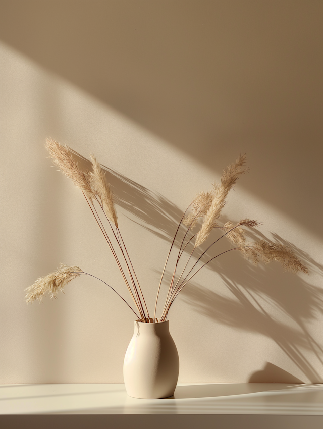 Serene Ceramic Vase with Pampas Grass