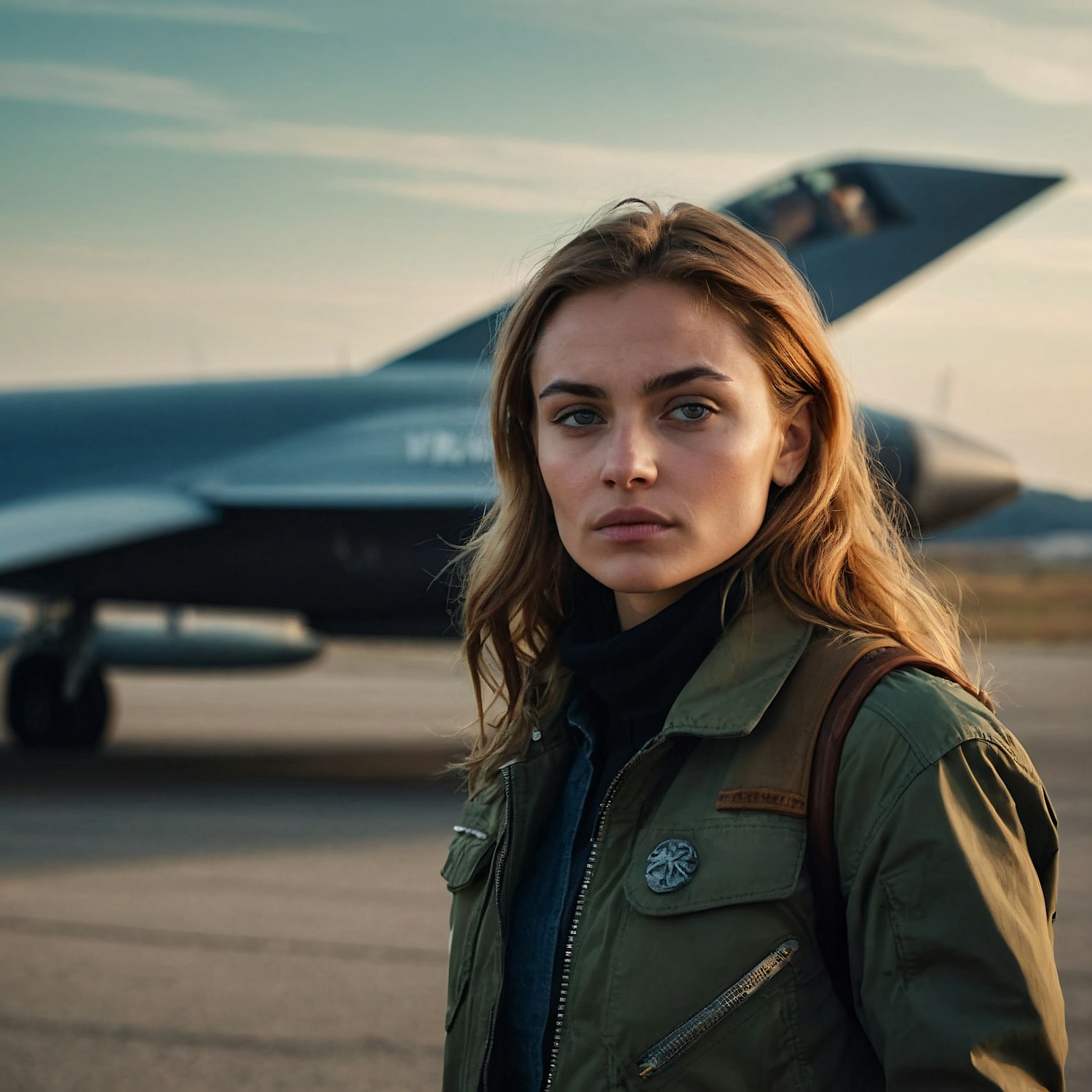 Woman in Front of Jet Aircraft