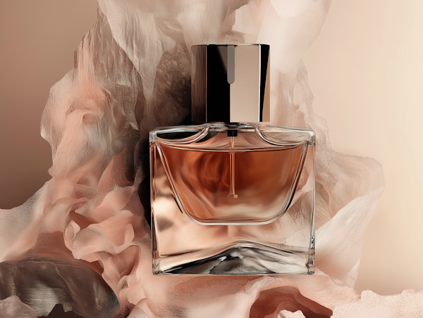 Elegant Perfume Bottle with Artistic Background