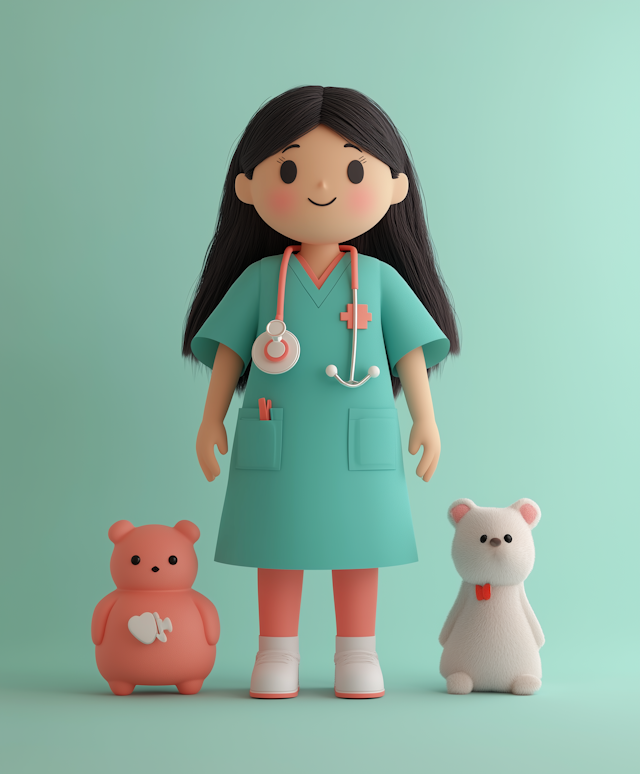 Friendly Nurse and Cute Animal Companions