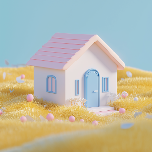 Whimsical Miniature House in Pastel Colors