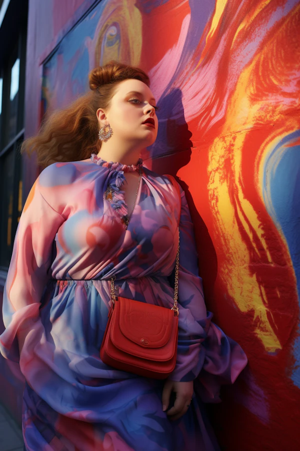 Ethereal Elegance Against Abstract Art