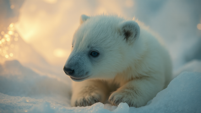 Polar Bear Cub in Snow