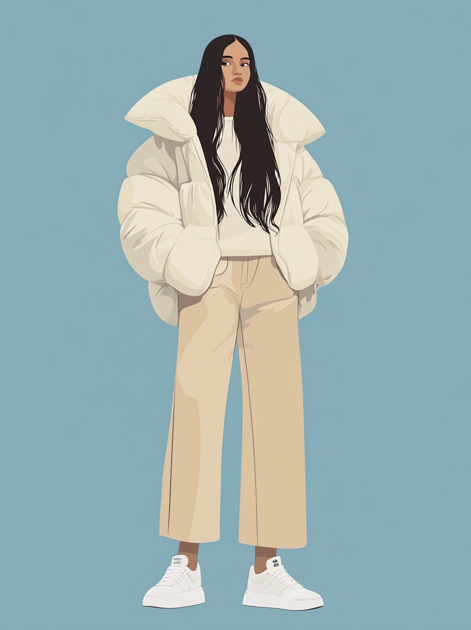 Fashionable Young Woman in Pastel Tones