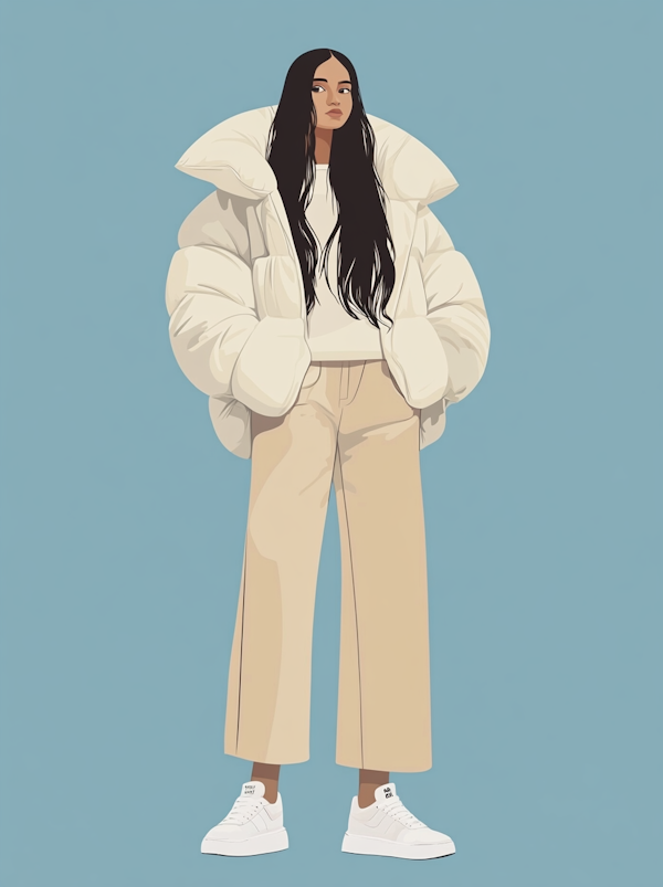 Fashionable Young Woman in Pastel Tones