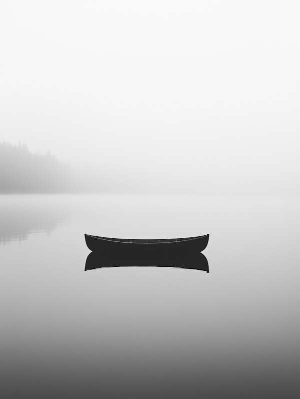 Serene Canoe in Misty Waters