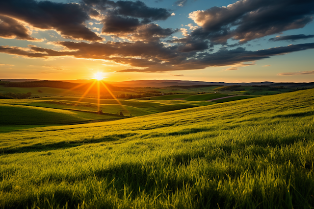 Sunset Serenity Over Rolling Hills