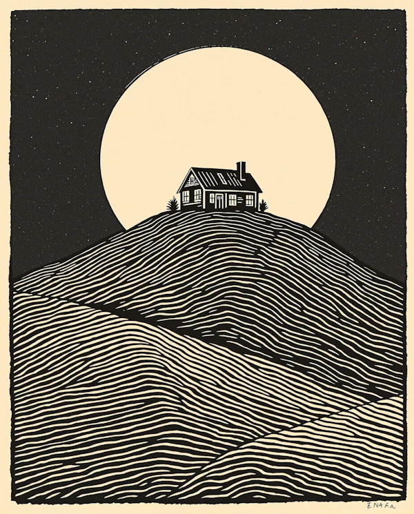 Moonlit Hillside House