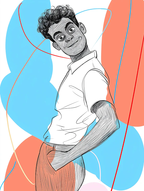 Stylized Illustration of a Cheerful Person