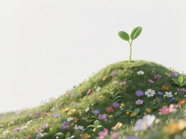 Sprout Amidst Flowers