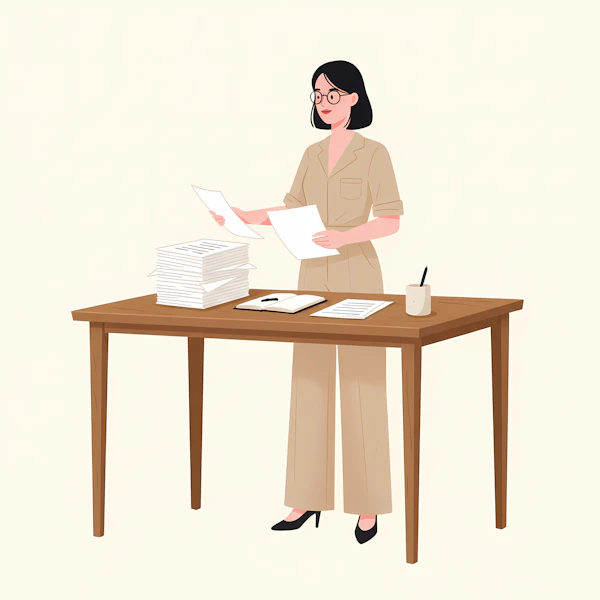 Woman at Wooden Table