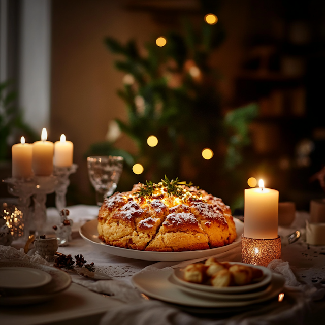 Festive Table Setting with Cake