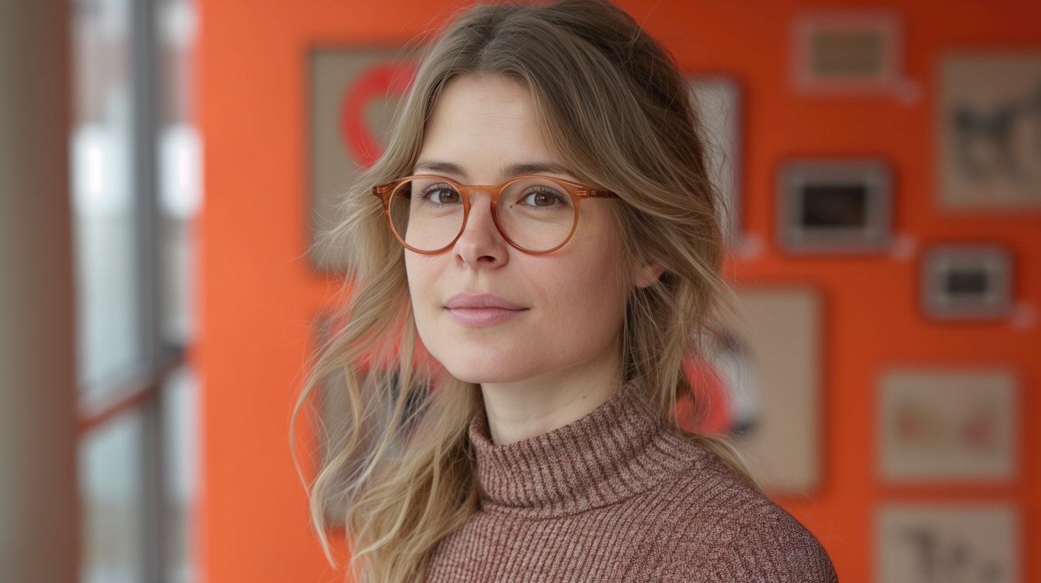 Portrait of a Young Woman in Brown Turtleneck