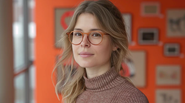 Portrait of a Young Woman in Brown Turtleneck