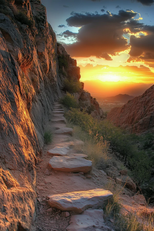 Mountain Path at Sunset