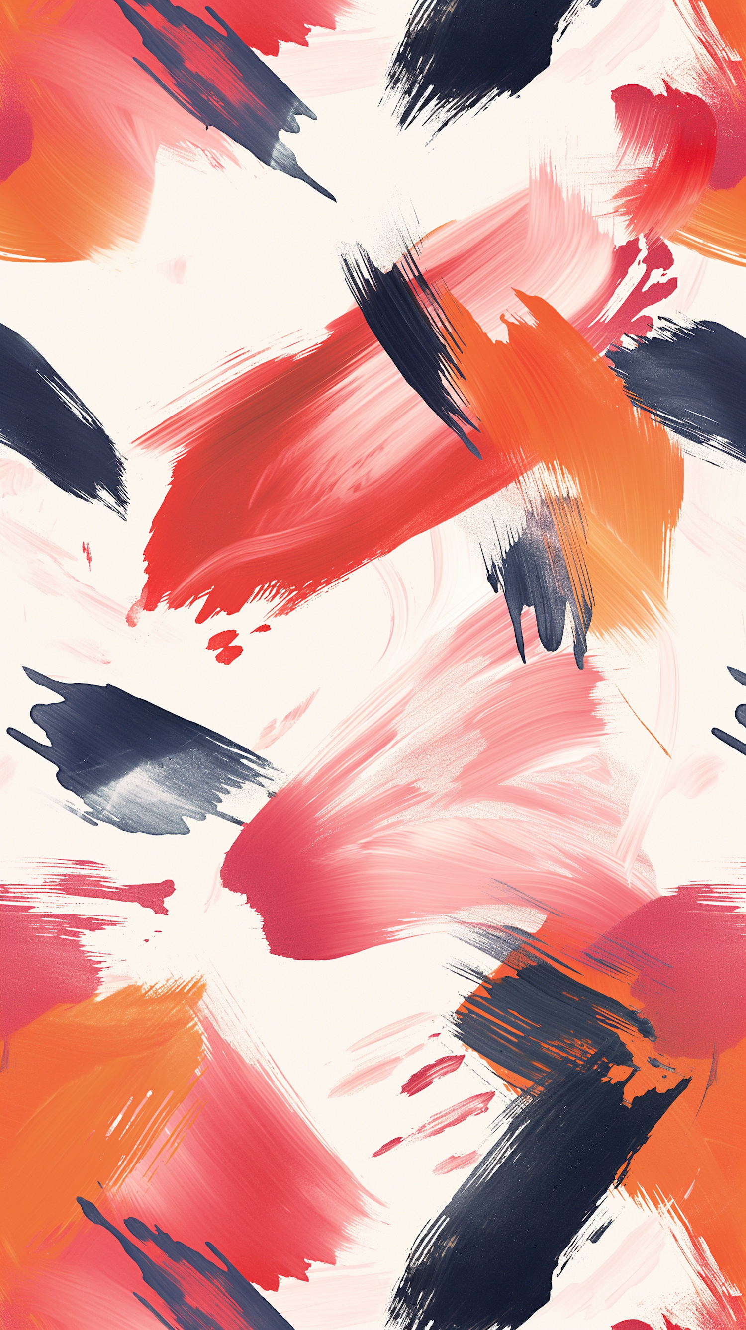 Abstract Composition in Red, Orange, Pink, and Black