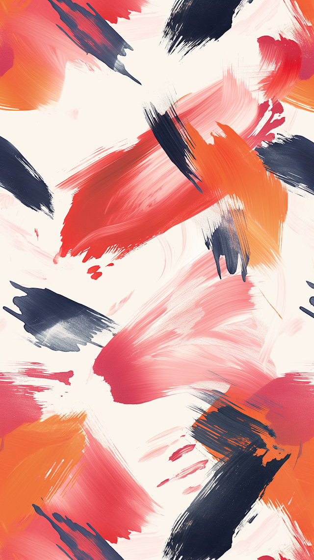 Abstract Composition in Red, Orange, Pink, and Black